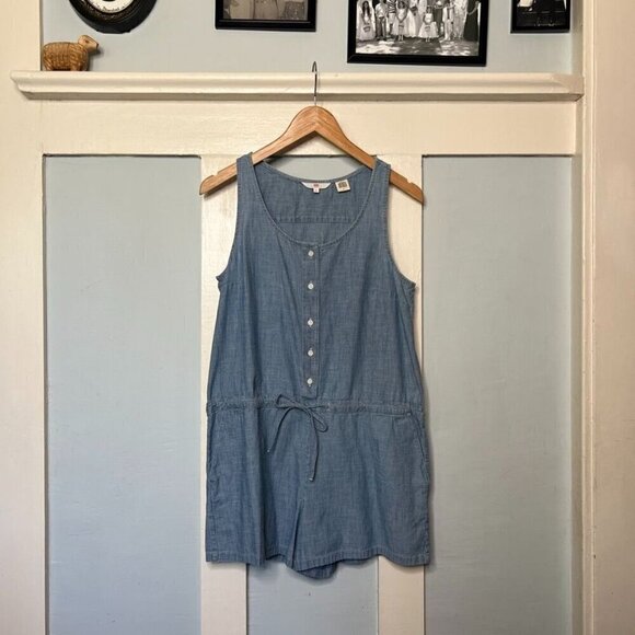 Levi’s Shelby Blue Chambray Button Front Tank Top Romper - Picture 1 of 10